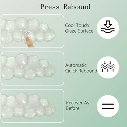 Gel Cloud Wrist Rest Keyboard Clear Green Mouse Pad with Wrist Rest Set 3PCS Ergonomic Cool Keyboard Wrist Pad Cute Acrylic Coaster Non-Slip Base Cute Transparent Mouse Wrist Pad Support for Computer - color: 3pcs Gel Green