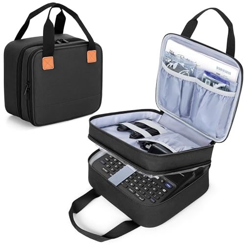 LUXJA Label Maker Carrying Case Compatible with Brother P-Touch | PT-D610BT / PT-D410 / PT-D460BT, Storage Bag for Brother Label Printer with Multiple Pockets, Black - color: Black