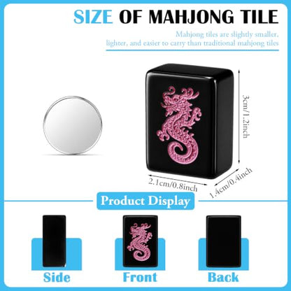 166 Pieces Solid Black American Mahjong Tiles Set, Single-Layer Western Style Mahjong Tabletop Game with Joker, Seasons Tiles - color: Black, size: 1.2 Inches