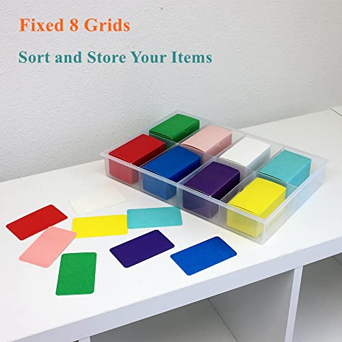 2 Pack Fixed 8 Grids Clear Plastic Organizer Sorting Tray and Transparent Storage Divider Box Container Case for Hardware, Craft, Sewing Kit, Office Supplies, Small Parts - size: Fixed 8 Grids