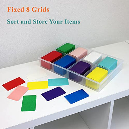 2 Pack Fixed 8 Grids Clear Plastic Organizer Sorting Tray and Transparent Storage Divider Box Container Case for Hardware, Craft, Sewing Kit, Office Supplies, Small Parts - size: Fixed 8 Grids