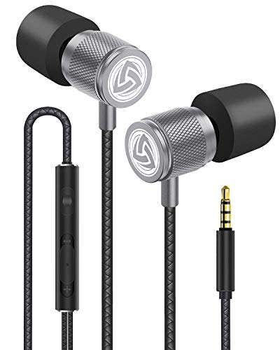 LUDOS Ultra Wired Earbuds in-Ear Headphones, 5 Years Warranty, Earphones with Microphone, Noise Isolating Ear Buds, Memory Foam for iPhone, Samsung, School Students, Kids, Women, Small Ears - Grey - color: Grey, style: 3.5 mm