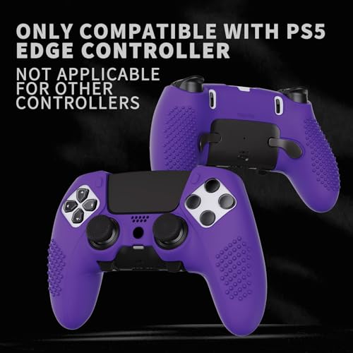 PlayVital 3D Studded Edition Anti-Slip Silicone Cover Case for ps5 Edge Controller, Soft Rubber Protector Skin for ps5 Edge Wireless Controller with 6 Thumb Grip Caps - Purple - color: Purple