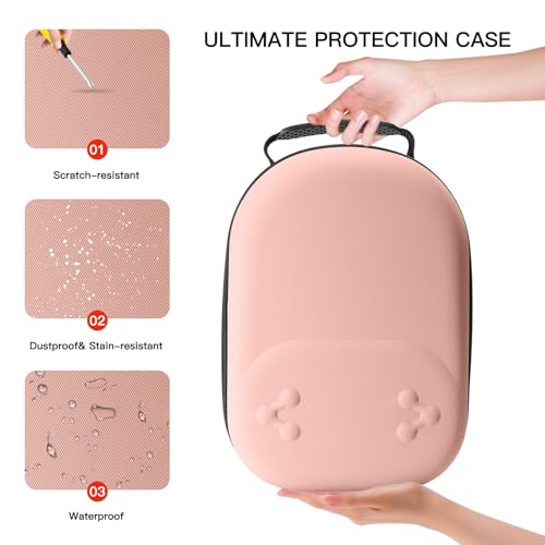 bibuks Hard Carrying Case Compatible with Oculus Meta Quest 3/3S,VR Headset Elite Strap and Touch Controller Accessories Carry Case,Hard Shell Travel Storage Bag (Pink) - color: Pink