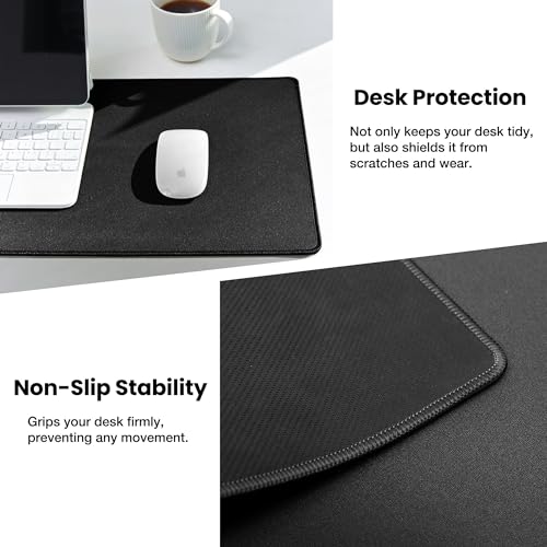 ALOANES Non-Slip Extended Mouse Pad Office&Home Desk Mat Stitched Edge | Black 2PC Large Cloth Fabric Mousepad for Keyboard, Computer Gaming XL 31.4"x11.81"x0.12" - color: Classic Black, size: 31.5" x 11.9"