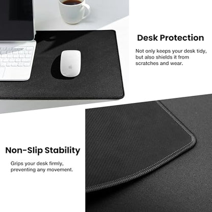 ALOANES Non-Slip Extended Mouse Pad Office&Home Desk Mat Stitched Edge | Black 2PC Large Cloth Fabric Mousepad for Keyboard, Computer Gaming XL 31.4"x11.81"x0.12" - color: Classic Black, size: 31.5" x 11.9"
