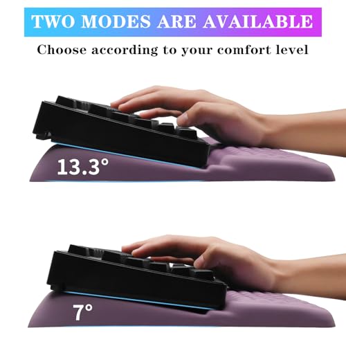 Computer Keyboard Stand with Wrist Rest, Ergonomic Tilted Keyboard Holder - Keyboard Riser with Wrist Pad - Keyboard Tray Support for Office Home - Purple - color: Keyboard Stand - Purple