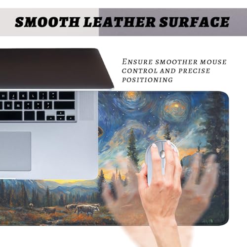 UFO Mouse Pad Fantasy Starry Night Mountain Cow Extended Mousepad Waterproof Stitched Edges Rubber Base Non-Slip Deskmap Computer Keyboard Mat Office Computer Keyboard Laptop 31.5x11.8 Inch - color: UFO_17, size: 31.5L x 11.8W inches