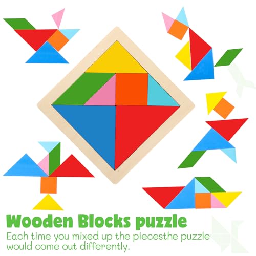 Yunsailing 3 Pack Large Wooden Blocks Puzzles Hexagon Tangram Puzzle Wooden Russian Brain Puzzles for Adult Challenge Teasers Geometric Jigsaw Logic Iq STEM Educational Gift Graduation(Novel) - style: Novel