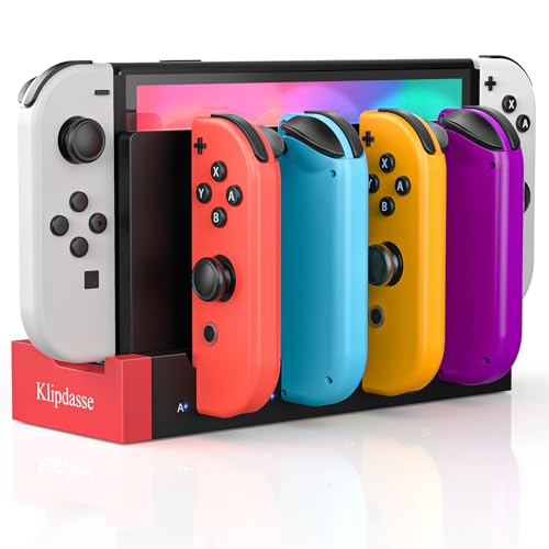 Switch Charger Dock for Nintendo Switch/OLED, Charging Dock for Joy-Con Controller, with LED Indicator, Charge up to 4 Joycon Controllers - Wii U Chargers, for Nintendo DS Charger - color: Black, size: For Switch/OLED