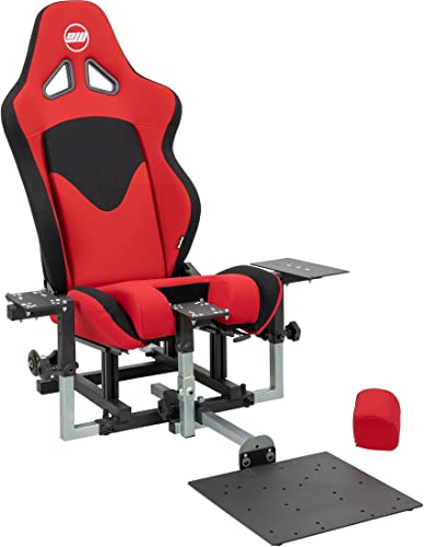 SimFab Modular Flight Simulator Cockpit For Combat Simulation. DCS Edition. Compatible With Thrustmaster Warthog, WinWing, VirPil, VKB And Alike Controls. Upgradable To General Aviation Or Sim Racing. - color: red seat