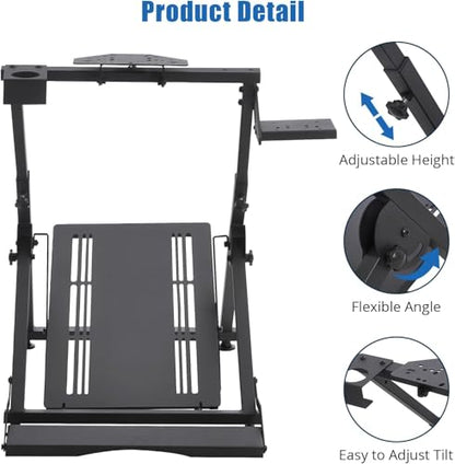 MilleLoom Racing Wheels Stand Sim Racing Wheel Stand Simulator Cockpit Stand Racing Steering Shifter Mount Fit for G25 G27 G29 G920 G923 Gaming Pedals Height Adjustable Foldable Gaming Steering Wheel