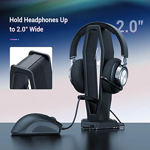 KIWIFOTOS PC Gaming Headphone Holder Under Desk Headset Hanger Mount + Headset Stand with Mouse Bungee Headphone Holder Stand Gaming Accessories