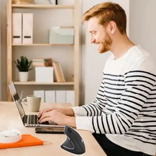 Left-Handed Mouse, Rechargeable 2.4G Wireless Ergonomic Vertical Mice with USB Receiver, 6 Buttons Optical Vertical Cordless Mice for Laptop Computer PC Desktop Computer Notebook,for Lefty Hands