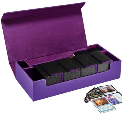 Premium Trading Card Storage Case TCG Deck Box Holds 800+ Sleeved Cards for MTG, YuGiOh, Uno, Sport with Strong Magnet Closure (Purple) - color: A-Purple - 800 Cards