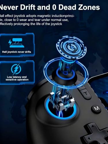 Wireless Mobile Gaming Controller, Phone Controller for iPhone/Android, Hall Joystick/Trigger, Bluetooth Handheld Gaming Controller with Programmable, No Dead Zone, Adjustable Light/Turbo, for Xbox Cloud, Steam Link