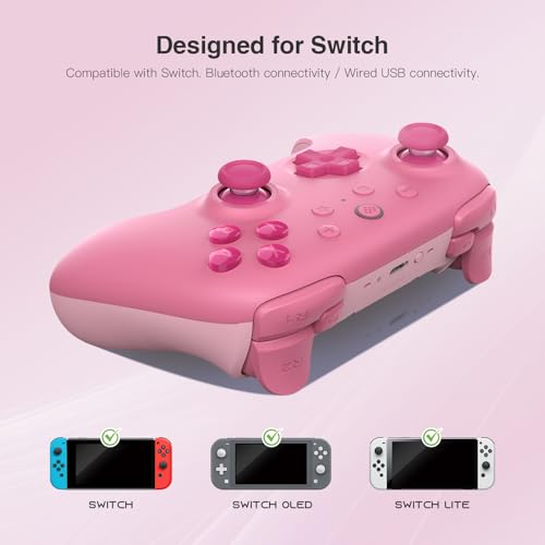 8Bitdo Ultimate 2C Bluetooth Controller for Switch/Switch 2 (Pink) | Hall Effect Joystick Update, Remappable L4/R4 Bumpers, 6-axis Motion Control, Rumble Vibration and Turbo Function - color: Pink