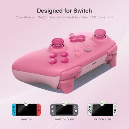8Bitdo Ultimate 2C Bluetooth Controller for Switch/Switch 2 (Pink) | Hall Effect Joystick Update, Remappable L4/R4 Bumpers, 6-axis Motion Control, Rumble Vibration and Turbo Function - color: Pink