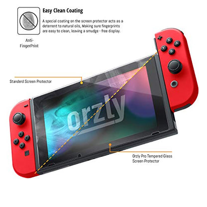 Orzly Glass Screen Protectors Compatible with Nintendo Switch - Premium Tempered Glass Screen Protector Twin Pack [2X Screen Guards - 0.24mm] for 6.2 Inch Tablet Screen on Nintendo Switch Console - size: 6.2"