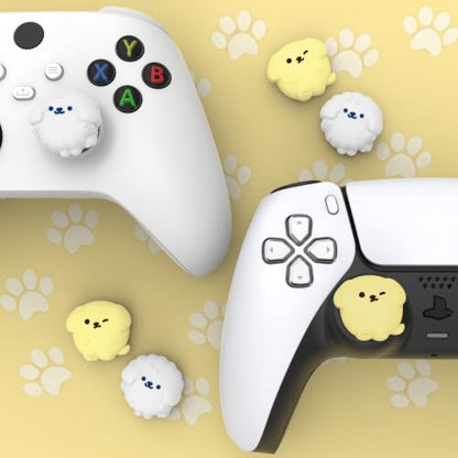 PlayVital Cute Thumb Grip Caps for ps5, Edge, ps4 Controller, Silicone Analog Stick Cover for Xbox Series X/S, Elite Series 2 Controller, Thumb Caps for Switch 2 Pro Controller - Fluffy & Winky Pups - color: Fluffy & Winky Pups