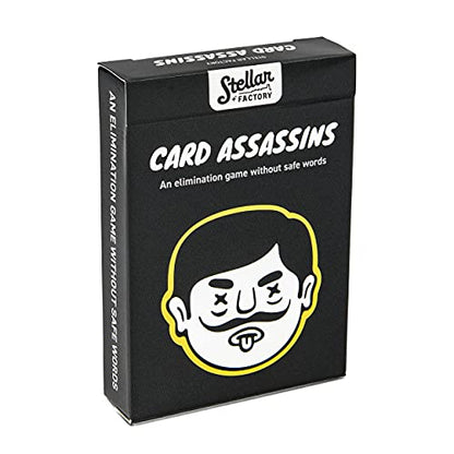 Stellar Factory Card Assassins Party Game, Word Elimination, 3-6 Players | Expandable: Sticks and Stones adds 200+ new words & doubles capacity to 12; 90-second rules, no setup, play anywhere. - size: Card Assassins