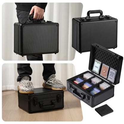 Graded Card Storage Box with With Carry Handle Sports Cards Storage Secure Storage Box Card Case with Dividers Trading Card Organizer for PSA BGS CSG (M) - size: M