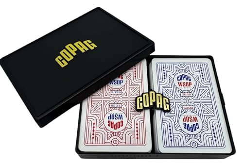 Copag WSOP 2025 Retro Design 100% Plastic Playing Cards - Narrow Size (Bridge) Jumbo Index Blue/Red Double Deck Set