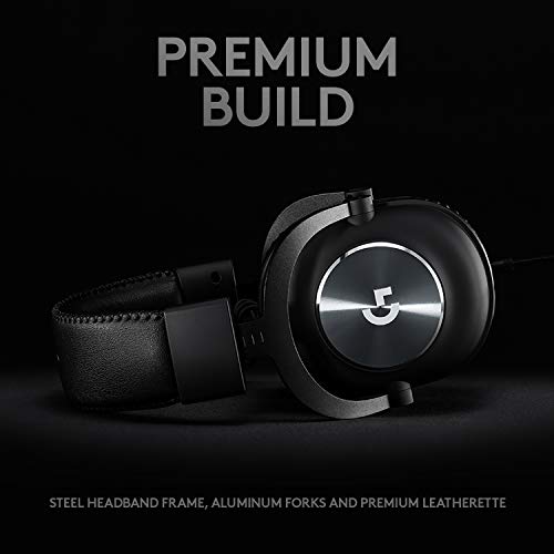 Logitech G PRO X Wired Gaming Headset - Black | Blue VO!CE Detachable Boom Mic, DTS 7.1, 50 mm Drivers, USB/3.5mm Aux, Spare Memory Foam Ear Pads, Bag & USB DAC Included - size: Wired, style: Classic