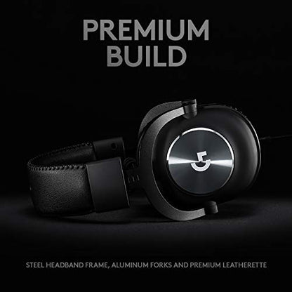 Logitech G PRO X Wired Gaming Headset - Black | Blue VO!CE Detachable Boom Mic, DTS 7.1, 50 mm Drivers, USB/3.5mm Aux, Spare Memory Foam Ear Pads, Bag & USB DAC Included - size: Wired, style: Classic