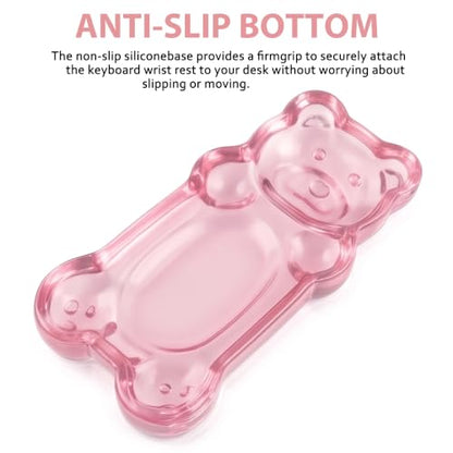 Gel Wrist Rest for Keyboard and Mouse Transparent Pink Bear Elbow Pad Cushion Ergonomic Cute Clear Cool Mouse Wrist Pad Silicone Non-Slip Support for Computer Gaming Home Office Women Hand Pillow - color: Bear Pink