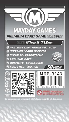 50 MayDay 61 x 112 Dwarf King French Tarot Premium Card Sleeves Board Game - Board Game Cases