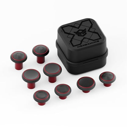 HEXGAMING 8-Pack Replacement Thumbsticks Caps, Red | 2 Height, Domed & Concave Grips, for Phantom & Ultimate Pro Controllers, Base Part NOT Included - color: Red