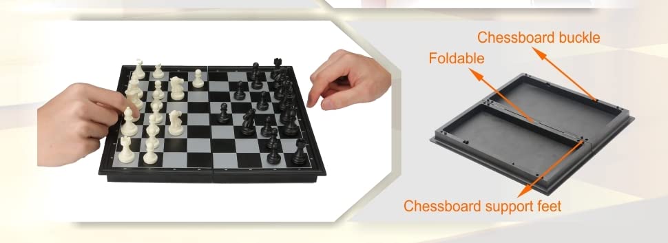Magnetic Travel Chess Set with Folding Chess Board Educational Toys for Kids and Adults (12.6") - size: 12.6"