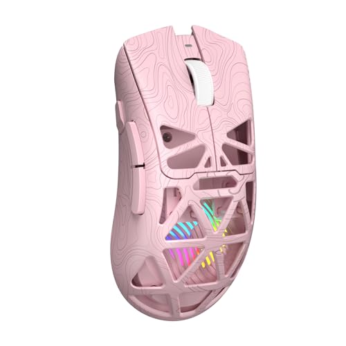 Aula SC620 Wireless Gaming Mouse, Tri-Mode 2.4GHz/USB-C/BT5.3 Computer Mouse with 12000 DPI, Programmable Macro Gamer Mouse with Rapid Fire Key, RGB Light Gaming Mice for PC/Laptop/Mac (Line Pink) - color: Line pink