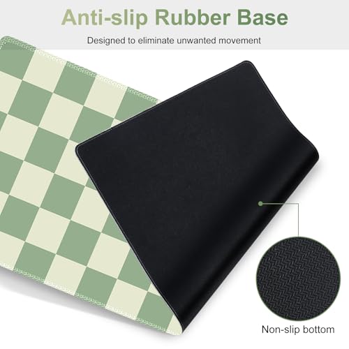 Large Gaming Mouse Pad Set, 4 in1 Ergonomics Keyboard Desk Mat with Memory Foam Wrist Rest, Extended Game Mousepad, Non-Slip Desk Pad Matt Easy Typing Pain Relief I Green Checkered - color: Green Checkered