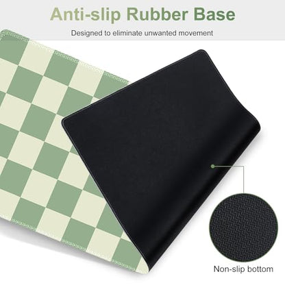 Large Gaming Mouse Pad Set, 4 in1 Ergonomics Keyboard Desk Mat with Memory Foam Wrist Rest, Extended Game Mousepad, Non-Slip Desk Pad Matt Easy Typing Pain Relief I Green Checkered - color: Green Checkered
