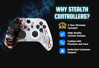 Stealth Controllers Wireless Controller for Xbox Series S, Xbox Series X, Xbox One - Soft Touch Feel - Custom Series S/X Controller (Joker) - color: Joker