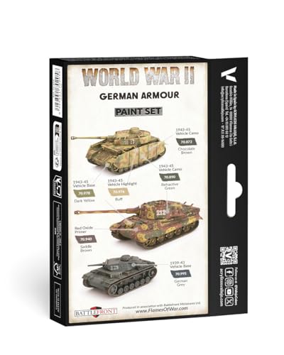 Vallejo - WWII German Armour Model Color Paint Set | Historic Military Shades | Brush & Airbrush Compatible Acrylic Colors | Pro Modeler Collection | 6 Bottles x 18 ml. (0.6 fl.oz) - style: WWII German Armour Model Color Paint Set