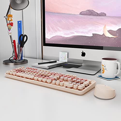 Colorful Wireless Keyboard and Mouse Combo - 104 Key Wireless Keyboard with Number Pad for Windows PC, Notebook, Laptop (Chocolate) - color: Chocolate