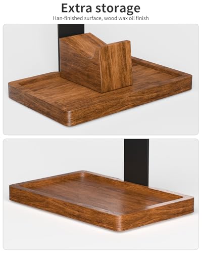 Headphone Stand and Controller Holder, 2-in-1 Walnut Wood Gaming Desk Organizer Compatible with Controllers, Display Mount for AirPods Max, Bose, Sennheiser, Gift for Gamers