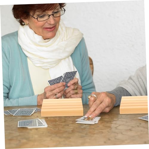Yardwe 2Pcs Wooden Card Holder Wooden Display Base for Playing Cards Practical Storage for Games Compact Design for Home Decoration Sturdy Stand for Cards and Chess
