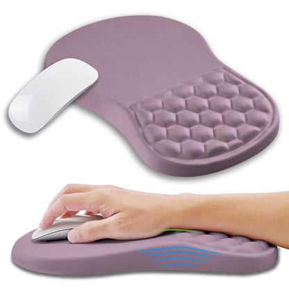 Ergonomic Mouse Pad Wrist Support with Memory Foam Massage Bulge, Carpal Tunnel Pain Relief Mousepad Wrist Rest for Mouse(12x8 inch, Purple) - color: Kg024-purple