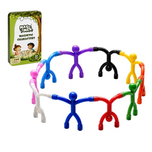 MAGMEN 10-Piece Magnetic Fidget Figures with Storage Tin - Solid-Color Magnetic Character Figures for Kids & Adults - Quiet Airplane & Road Trip Travel Toy - Screen-Free Sensory Desk Toy. - size: 10 Piece Solids