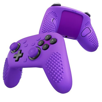 PlayVital Silicone Cover Skin for Nintendo Switch 2 Pro Controller – 3D Studded Edition Anti-Slip Grip Protector Case for Switch 2 Pro with Back Button Cap, Thumb Grips & Sticker - Purple - color: Purple