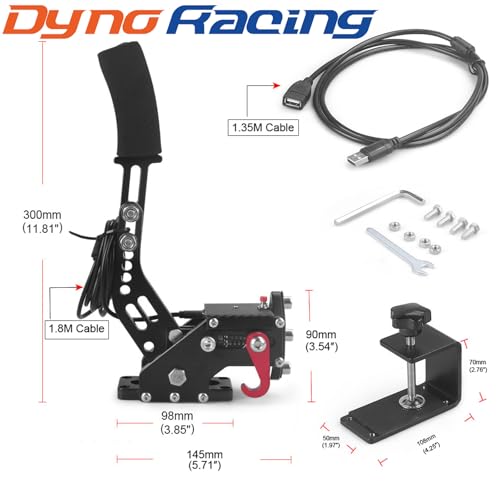 64Bit PC/PS4/PS5 USB Handbrake Upgrade SIM Racing Games Handbrake,Only compatible with Windows 10,PC USB all Steering wheel available,1.8M Cable/With Fixing Clip/Reinforced Spring