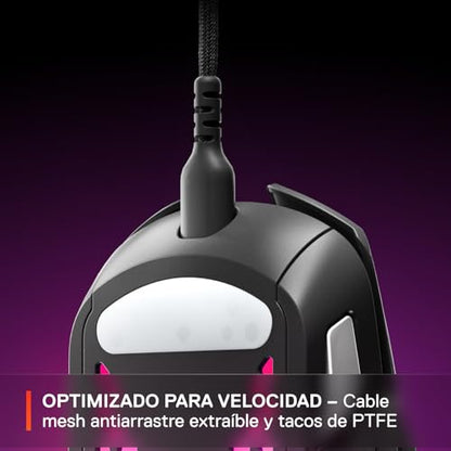SteelSeries Aerox 5 - Holey RGB Gaming Mouse - Ultra-lightweight Water Resistant Design - 18K DPI TrueMove Air Optical Sensor | TrueMove Air sensor with 9 buttons and 66g weight for precision, speed and durability - style: Wired