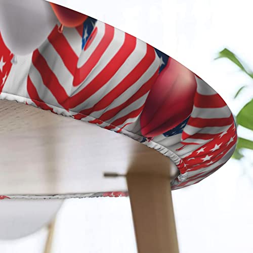 4th of July American Flag Round Tablecloth Elastic Fitted Table Cover Washable Elastic Edge Tablecloths for Kitchen Dining Party Fitted Table 40-44 - color: 4th of July American Flag S, size: 40" (Round)