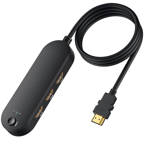 HDMI 스위치 4K@60Hz 3 in 1 출력, HDMI 스플리터, 3 포트 Hdmi 스위치 박스, 풀 HD 4K 1080P 3D 지원, Xbox PS3 4 5 TV 게이밍 맥 Roku HDTV용 HDMI 스위치 셀렉터 - color: 1m(3.2피트) 케이블