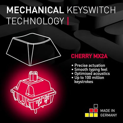Cherry MX 3.0S Wired Mechanical Gaming Keyboard MX2A Silent RED Switches | Robust Aluminum Housing, RGB-Lighting, Full Key Rollover, Anti Ghosting, Black - color: Black
