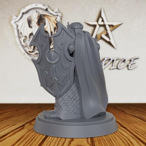 AUSPDICE Elf Paladin 28mm Unpainted Fantasy Miniature with Sword AS224 | Armored Elf Knight Figure with Sword and Shield for Dungeons and Dragons, TTRPGs, Fantasy Campaigns and Dungeon Masters